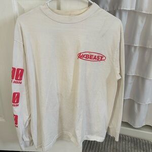 Mr Beast Merch White Long Sleeve Shirt